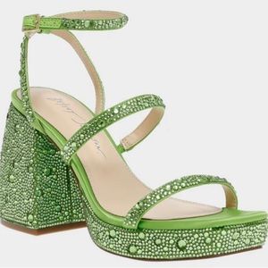 Betsey Johnson Denni Lime 8 Crystal Platform Heels